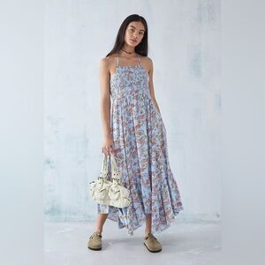 Free PeopleHeat Wave Printed Floral Halter Maxi Dress - Blue and Pink Size Small